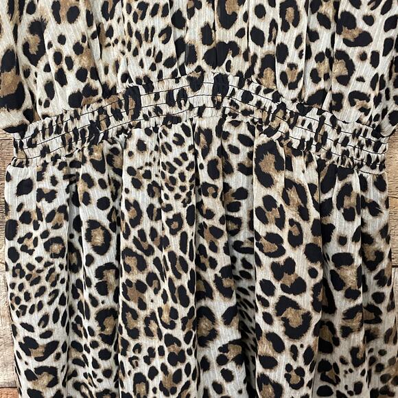 Rachel Roy Keyhole Long Sleeve Mini Dress Brown Leopard Print Size XL - Picture 5 of 13